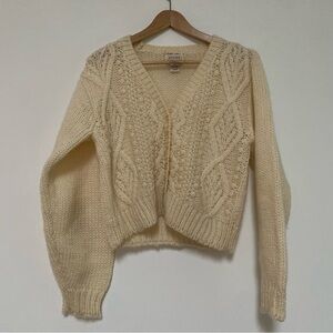 Vintage Handknit Jennifer Applegare Chunky Popcorn Sweater Medium Ivory
